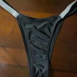 Black Bikini Bottom with Silver Straps